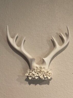 Decorative Floral Deer Antlers 12"H x 14"L Resin